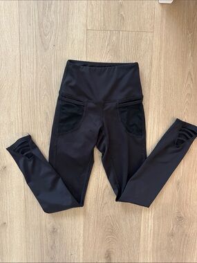 Tiger Friday -Kids High-Waist Black Leggings with Side Pockets and Ankle Cutouts